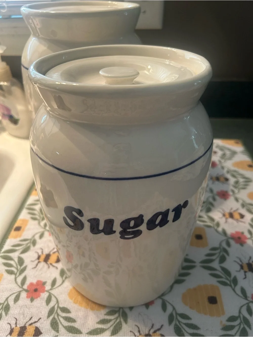 Ceramic Kitchen Canister Set - Flour Sugar Coffee Tea